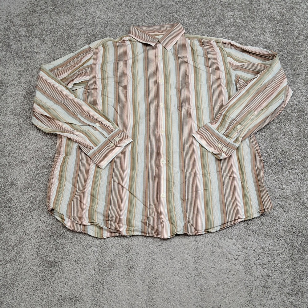 Banana Republic Mens XL Long Sleeve Striped Button Down Shirt Cotton Brown Green